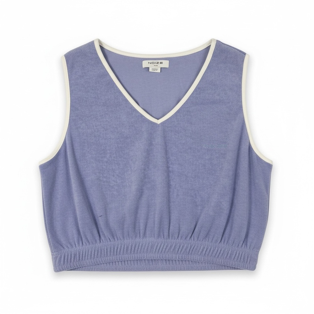 Noize Women's Lavender purple V-Neck terrycloth Crop Top X-Large